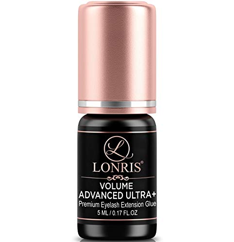 LONRIS Eyelash Extension Glue 7-8 Weeks Retention Ultra+ 0.17 Fl Oz - Fast Drying Professional Adhesive