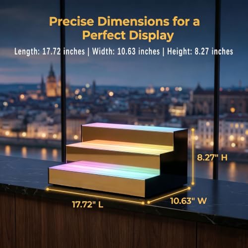 LED Liquor Bottle Display Shelf - 3-Tier Acrylic Bar Shelving with Color Changing Lights