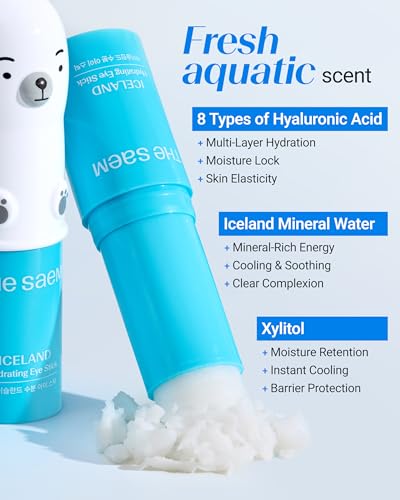 THESAEM Iceland Multi Eye Stick Set - Collagen, Peptide & Hydrating Under Eye Balm - 3-Pack, 0.38oz each - Cooling Glacier Water Formulation