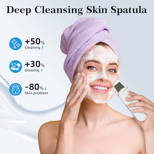 GUGUG 2-Pack Facial Spatula Set 4 Mode Skin Scrubber & Pore Cleaner for Blackhead Removal (White + Purple)