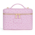HiTotes Leopard Makeup Bag Ostrich Pink - Travel Cosmetic Case, PU Leather