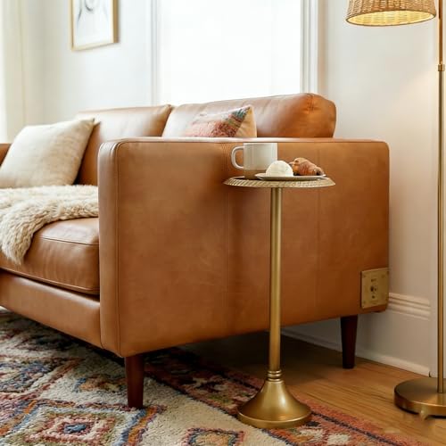 Antique Gold Hammered Drink Table – SwallowLiving 23in Side Table, Brass Brass Finish