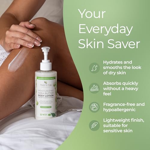 Tree To Tub Unscented Shea Butter Body Lotion 17 Fl Oz - Fragrance-Free Moisturizer for Dry & Sensitive Skin - 2 Pack