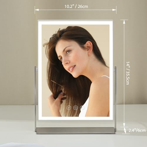 Rechargeable LED Makeup Mirror 14x10 White with 4000mAh Battery & Touch Controls
