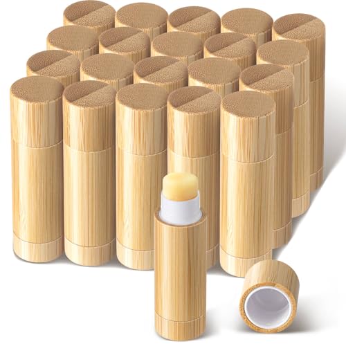 Leinuosen 24 Pcs Bamboo Empty Lip Balm Containers 5g Refillable Lipstick Tubes – Variation 24