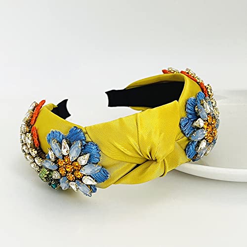 Rhinestone Crystal Headbands for Women Hair Accessories Jewelry - Yellow