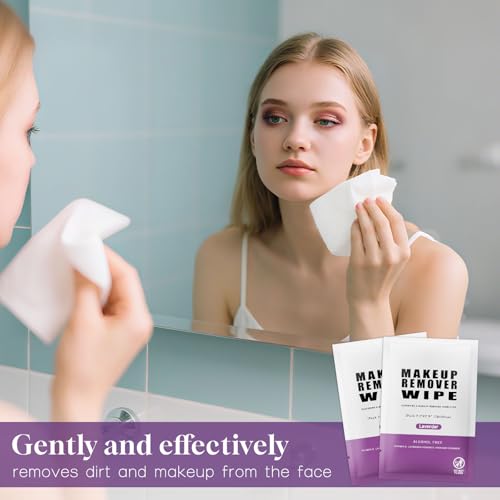 200 Pack Individually Wrapped Makeup Remover Wipes - Lavender Scent, Travel-Friendly