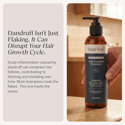 Happy Head Anti-Dandruff Shampoo for Itchy Scalp, 6 Fl Oz - Dermatologist-Designed Relief
