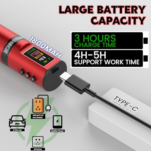 Wormhole Wireless Tattoo Kit with 1800mAh Battery – Red
