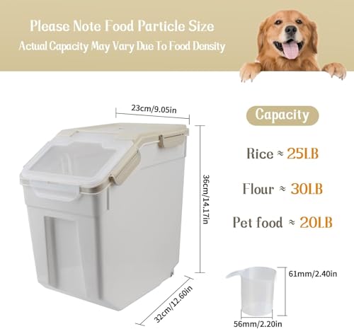 25LB Large Airtight Flour Storage Container Bin with Wheels & Scoop - Gray 4 Pack
