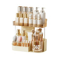 DASITON Cream 2-Tier Large Capacity Rotating Makeup Organizer with Brush Holder