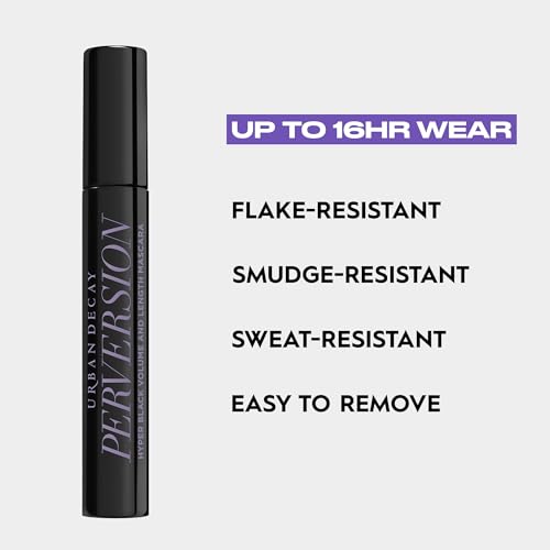 Urban Decay Perversion Volumizing Mascara - Intense Black Lengthening Mascara, Smudge-Resistant, Flake-free, Buildable Lash Volume & Length, Curling & Separating, Vegan Formula