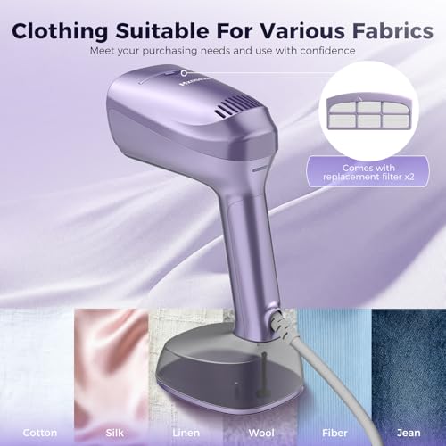 Mxnsewr Handheld Garment Steamer with 3500Pa Vacuum Suction, Fast-Heat 1200W for Wrinkle-Free Clothes