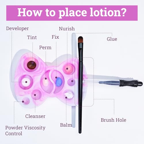 PERMANIA Lash Lift Silicone Plate, 11 Function Lotion Palette for Lash Lift & Brow Lamination Makeup Beauty Tool (Purple)