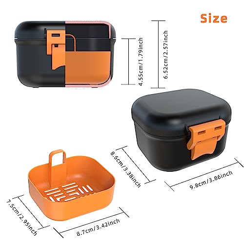 ARGOMAX Denture Bath Cup with Strainer & Storage - Black Shell + Orange Variation