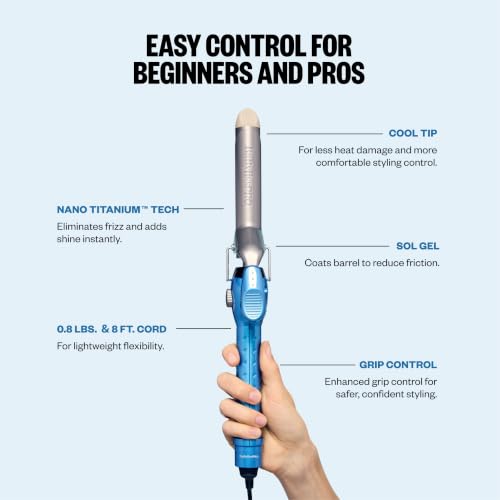 BaBylissPRO Nano Titanium 1 Inch Spring Curling Iron for Tight or Loose Waves