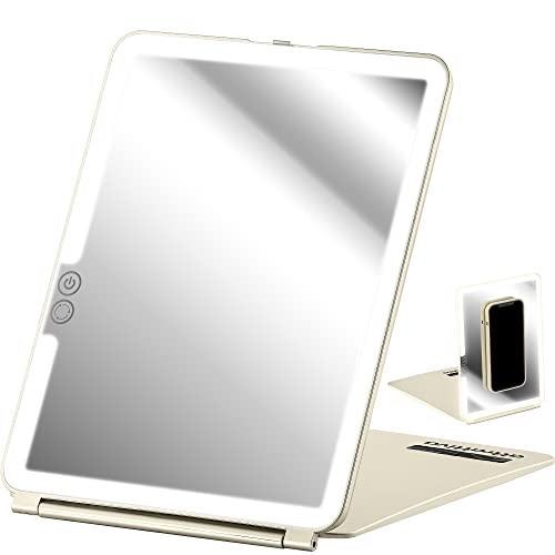Portable LED Makeup Mirror; Magnetic Vanity Mirror with Lights to Attach Your Phone for Selfies & Vlogs; Travel Mirror with Lights