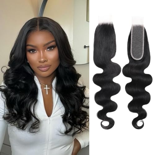 2x6 HD Lace Closure Body Wave Human Hair 12 Inch Natural Color - Brazilian Virgin, Middle Part, Baby Hair, Transparent HD Lace, Variation of THIS listing