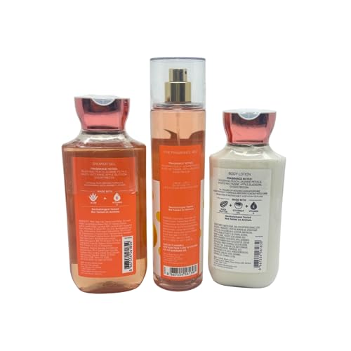 Bath & Body Works Pretty as Peach - 3pc bundle - Gift Pack for Holiday - Shower Gel 10 oz - Fine Fragrance Mist 8 oz - Body Lotion 8 oz