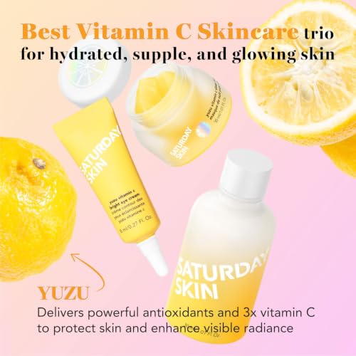 Vitamin C Brightening Skincare Set - Hydrating Toner, Eye Cream & Sleep Mask