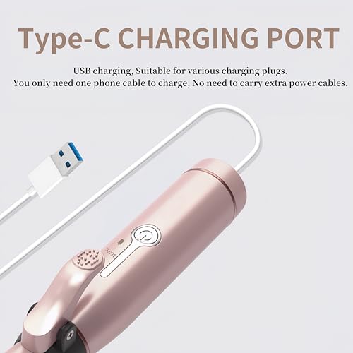 Cordless Curling Iron, Mini Curling Iron, Travel USB Rechargeable Ceramic Curling Wand,Hair Straightener and Curler 2 in 1, Mini Flat Iron with 3 Temp Setting, Curlers for Short Hair