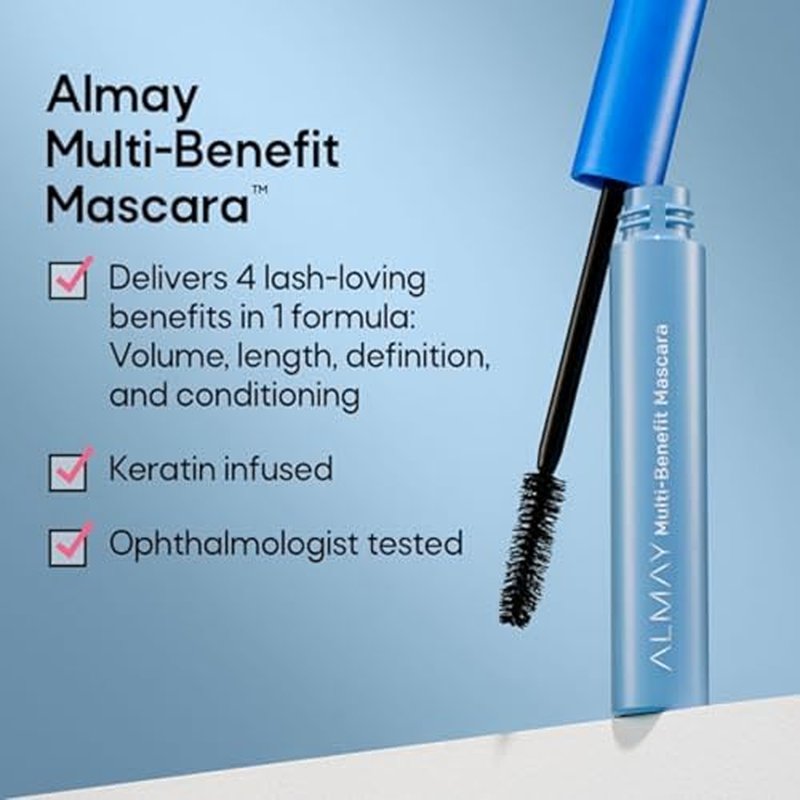 Almay Mascara,Volume,Length,Definition & Conditioning,Multi-Benefit Eye Makeup,Hypoallergenic and Fragrance-Free (Packaging May Vary),502 Black,(Pack of 2)