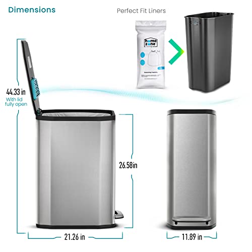Slim 13 Gallon Kitchen Trash Can with Odor Control - Silver V1