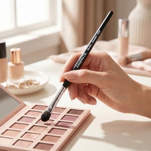 7-Piece Natural Goat Hair Eye Makeup Brush Set with Handle Labels