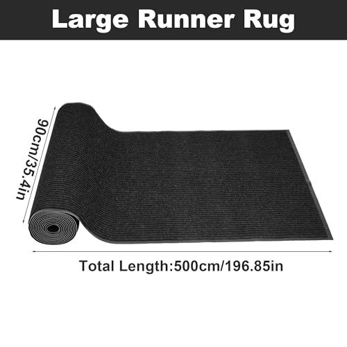 Foriy 3'x16'5" Indoor Outdoor Commercial Floor Mat Black - Cuttable Rug for Home & Entrance