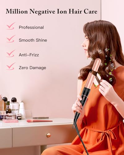 Rose Gold 6-in-1 Long Barrel Curling Wand Set with Interchangeable Ceramic Wands