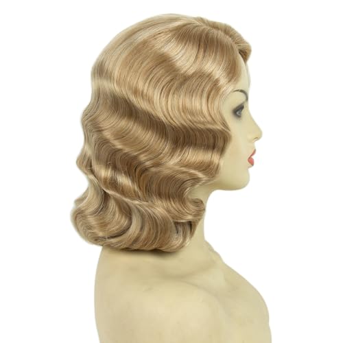 MEDISIFA Blonde 1920s Flapper Wig for Women Gatsby Roaring 20s Costume - Finger Wave Vintage Party Hair
