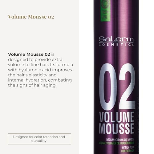 Volume Mousse for Fine Hair with Hyaluronic Acid - 405ml, Color Protection, Hydration & Elasticity
