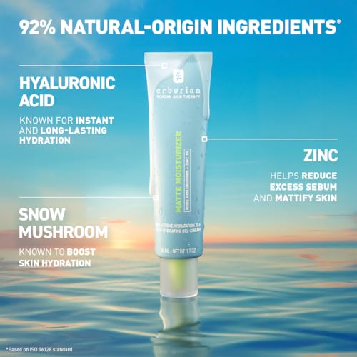 Erborian Matte Moisturizer with Hyaluronic Acid 1.69 Fl Oz Gel Cream - Korean Skincare