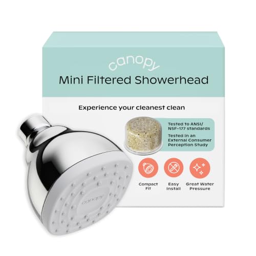 Canopy Mini Chrome Filtered Shower Head for Hard Water - Compact & Easy Install