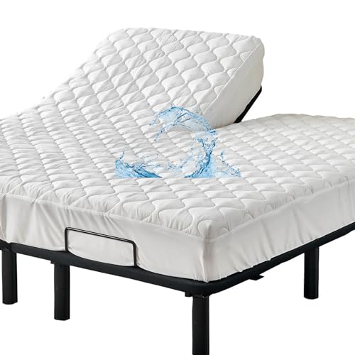 Kingnex Waterproof Split Top King Mattress Protector Pad - Adjustable Bed, 78x80