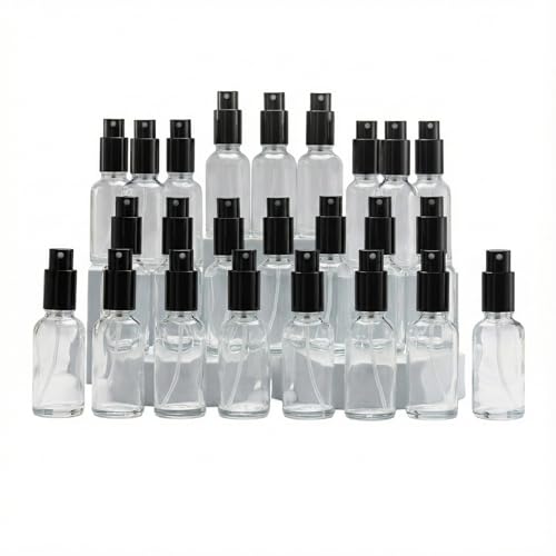 YIZHAO 30ml Clear Glass Spray Bottles 24 Pcs with Fine Mist Refillable Travel Essential Oil Perfume