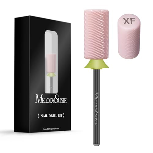 MelodySusie Rechargeable Nail Dust Collector with Ceramic 3/32'' Chamfer Flat Top Large Barrel Nail Drill Bit