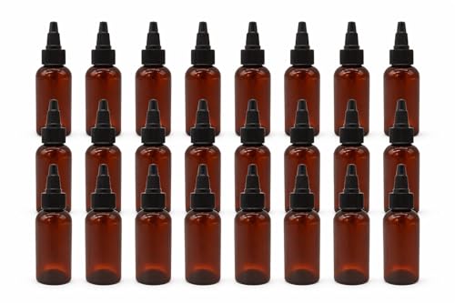 Natural Farms 2oz BPA-Free Amber Refillable Boston Bottles for Essential Oils & Beauty Products, 24 Pack