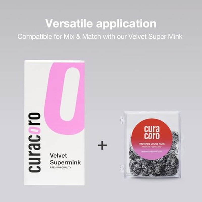 Curacoro Super Mink Eyelashes Extensions, 0.03 CC Curl 11mm Length Silk Eyelashes, Individual Eyelash Extensions