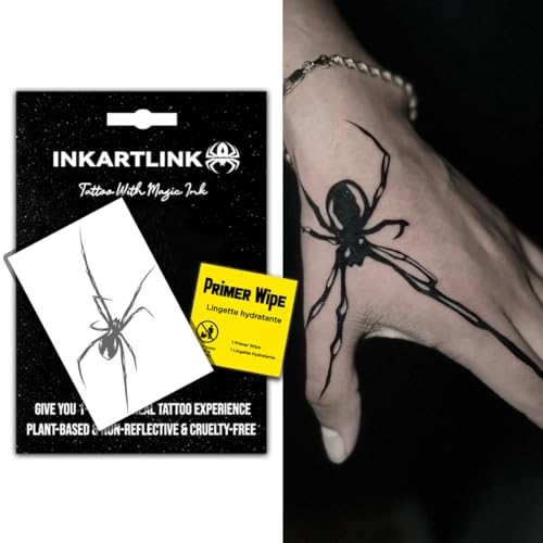 INKARTLINK Semi-Permanent Tattoo Stickers, Creative Halloween Party Dark-Themed Temporary Tattoos for Men, Exquisite and Realistic Design, Cruelty-Free, Non-Reflective, Waterproof (Spider 2)