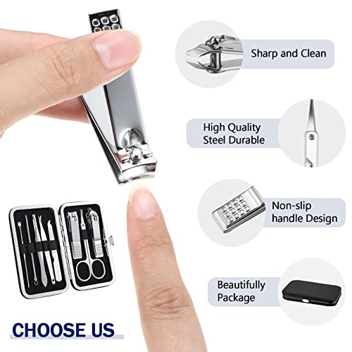 Lasnten 24-Piece Nail Clipper Set, 8-in-1 Black Manicure & Pedicure Kit