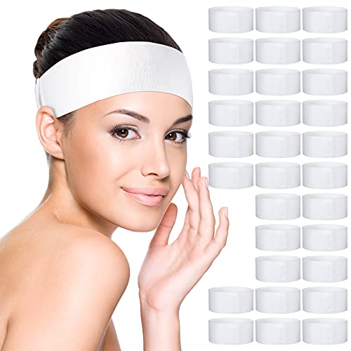 Disposable Spa Facial Headbands White 140 Pack - Soft Stretch Fabric, One Size Fits All