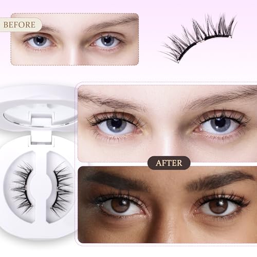 VEYESBEAUTY Magnetic Eyelashes with Applicator Reusable Magnetic Lashes Natural Look No Glue Needed False Eyelashes, NomSpirit Lashes Kit Easy to Wear and Remove