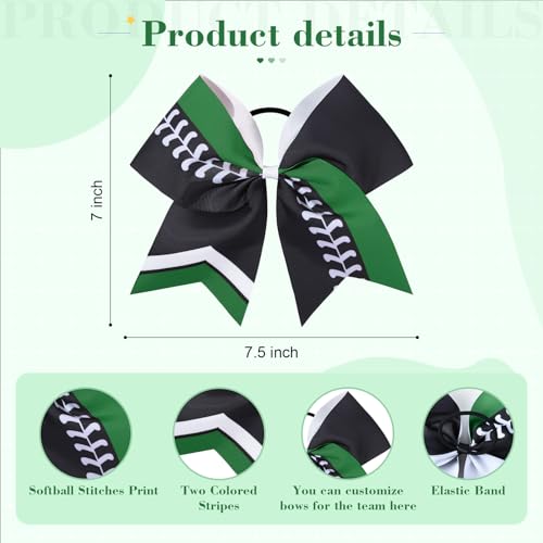 Softball Cheer Bows - 12 Pack Large 8-Inch Cheerleading Hair Accessories for Girls