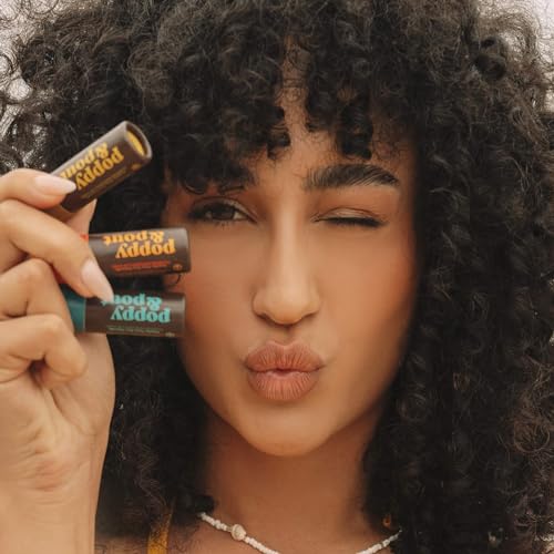 Poppy & Pout Jumbo Lip Balm Gift Set - 3 Retro Surf Flavors, Natural & Cruelty-Free