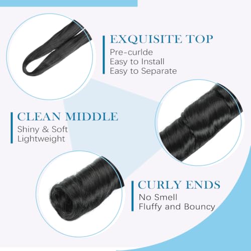 Sorivika 1B# 24 Inch Pack of 9 French Curly Braiding Hair - Protein Infused Wavy Crochet Extensions