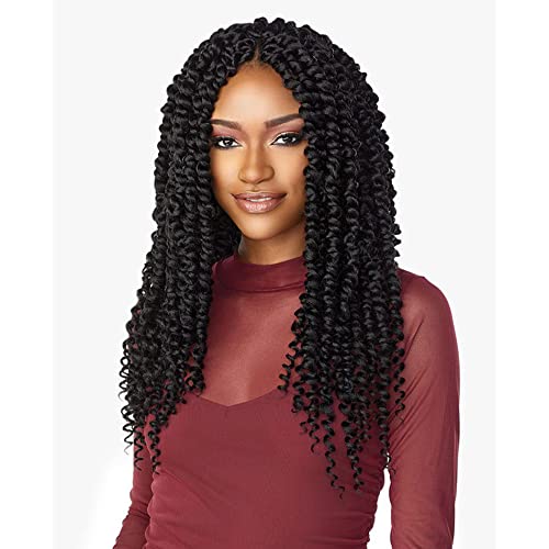 Pre-Twisted Passion Twist Crochet Hair 16 Inch - 8 Packs, Natural Black (1B#)