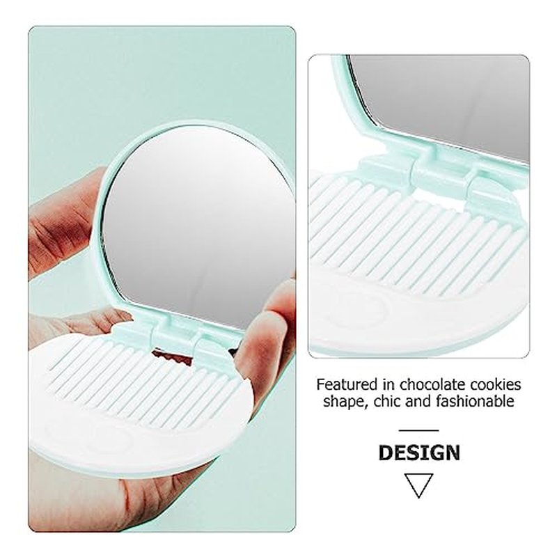 Lurrose Cookies Compact Pocket Mirror with Comb Mini Makeup Mirror for Travel and Purse Cosmetic Accessory