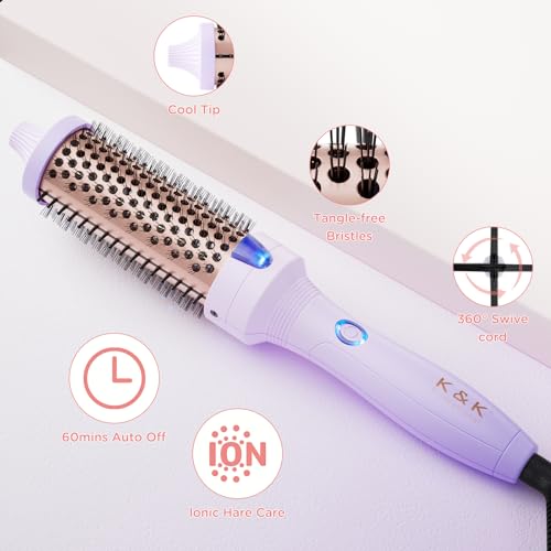 1.5 Inch Volumizing Heated Curling Brush for Hair - Purple