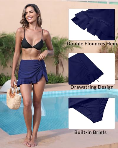 Women’s Ruched Swim Skirt - XX-Large Navy Blue Bathing Suit Bottoms